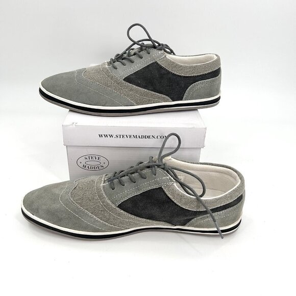 STEVE MADDEN P-DISTILL2 GREY SUEDE & MATERIAL OXFORD LOAFER SHOES w/ BOX - 12 - Picture 3 of 10